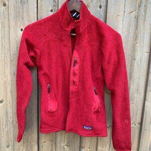 Patagonia Full Zip Fleece Button Up Sweater Jacket Small Red